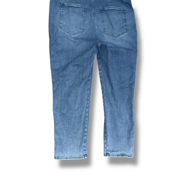 GOOD AMERICAN Denim Utility Jumpsuit Short Sleeve Belted Light Wash Size 6 - Picture 7 of 8